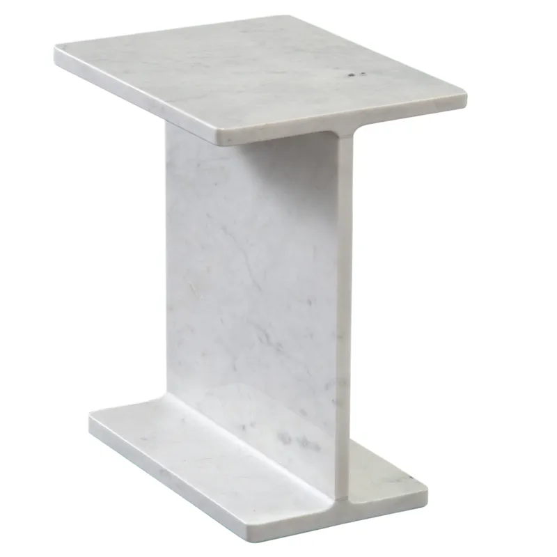 Irma I-Beam White Marble End Table