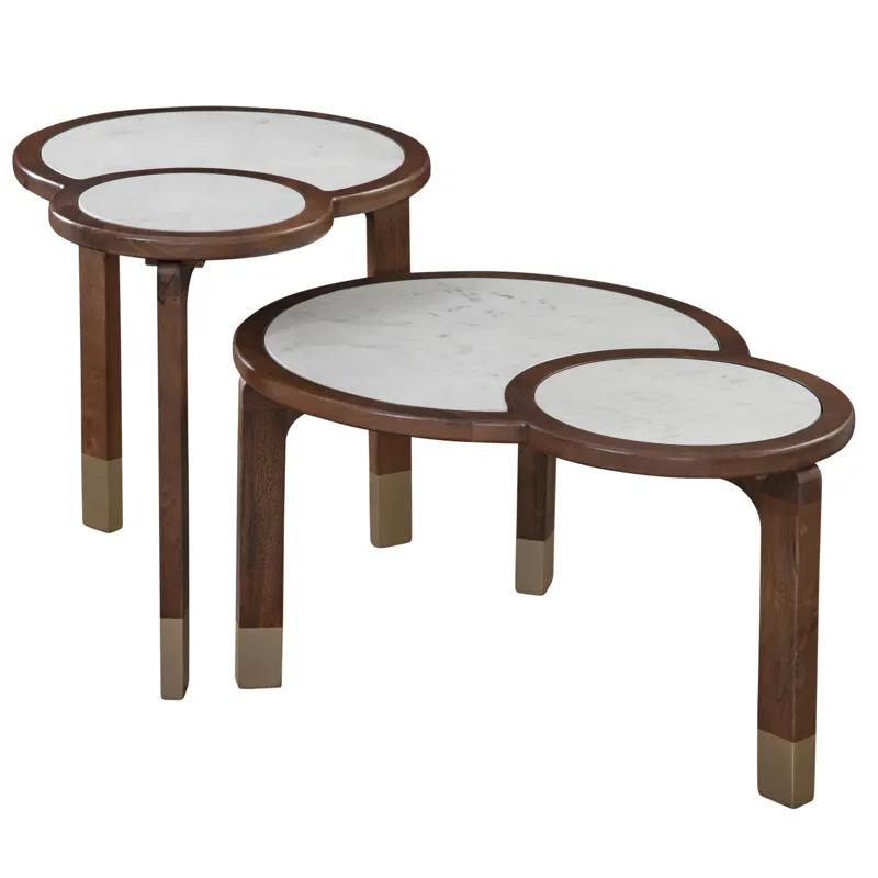 Oormi White Marble Inlay Cocktail Table