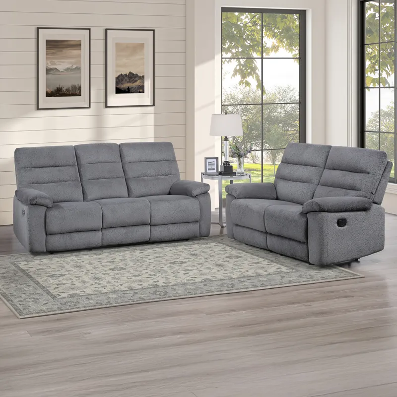 Cozy Gray 2-Piece Reclining Living Room Set