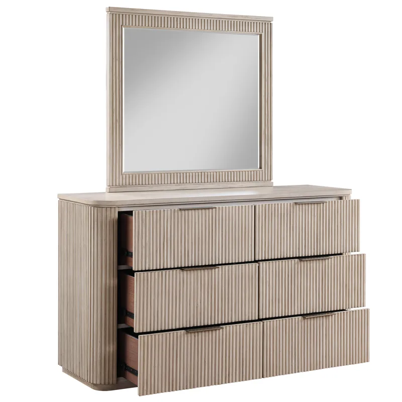 Henry 6-Drawer Dresser And Mirror, Tan Finish