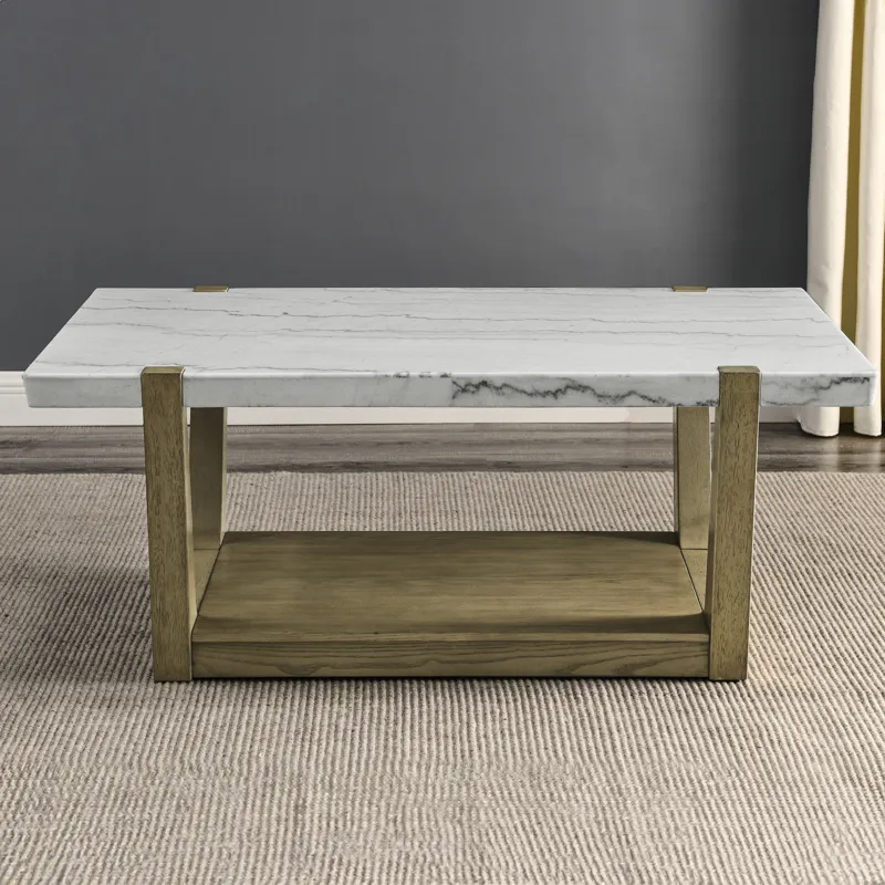Perth 3-Piece Marble Top Occasional Set(Cocktail Table & Two End Tables)