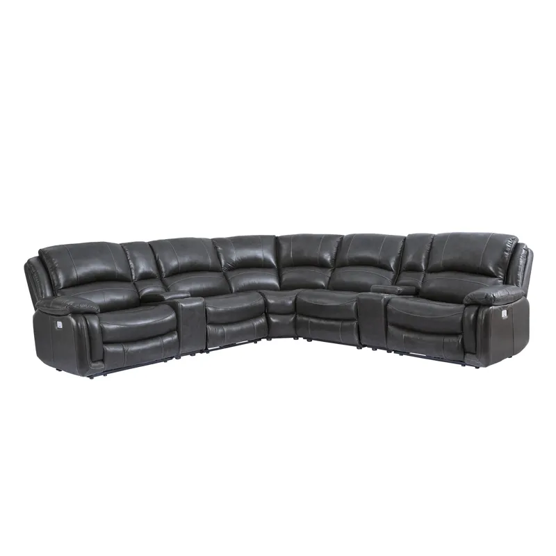 Denver Armless Leather Sectional Chair, Charcoal