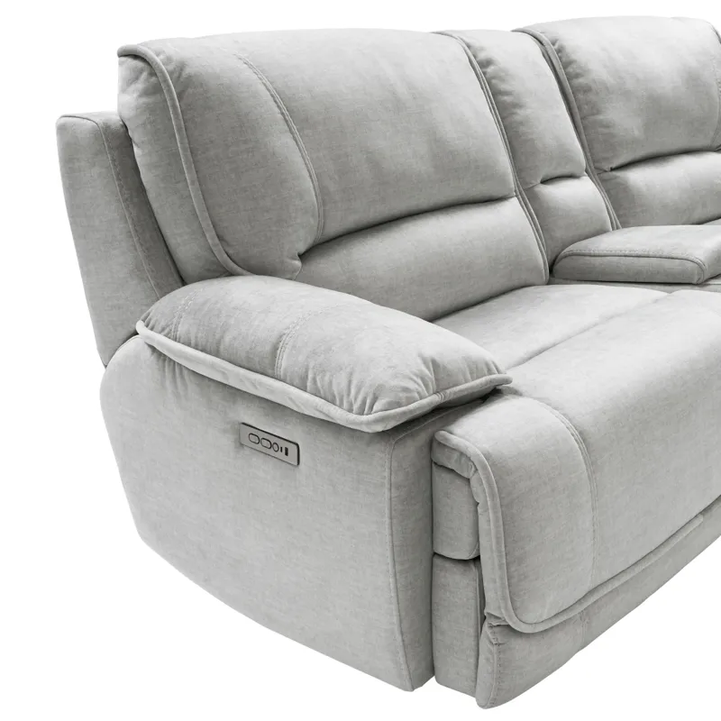 Olsen Silver Power Reclining Loveseat Sectional