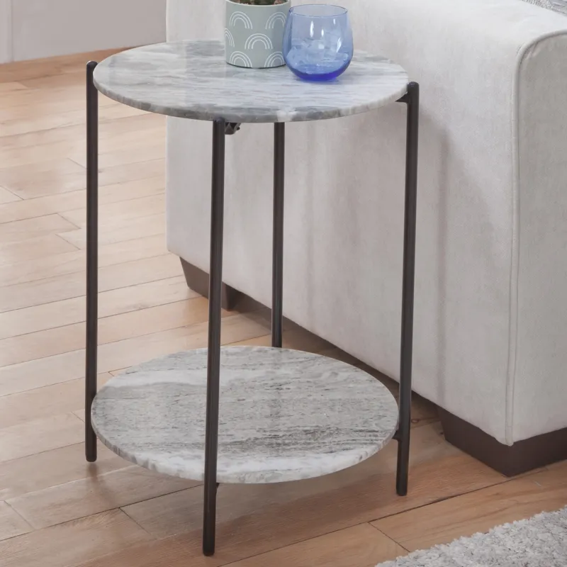 Coleen Sanwar Green Marble Round End Table