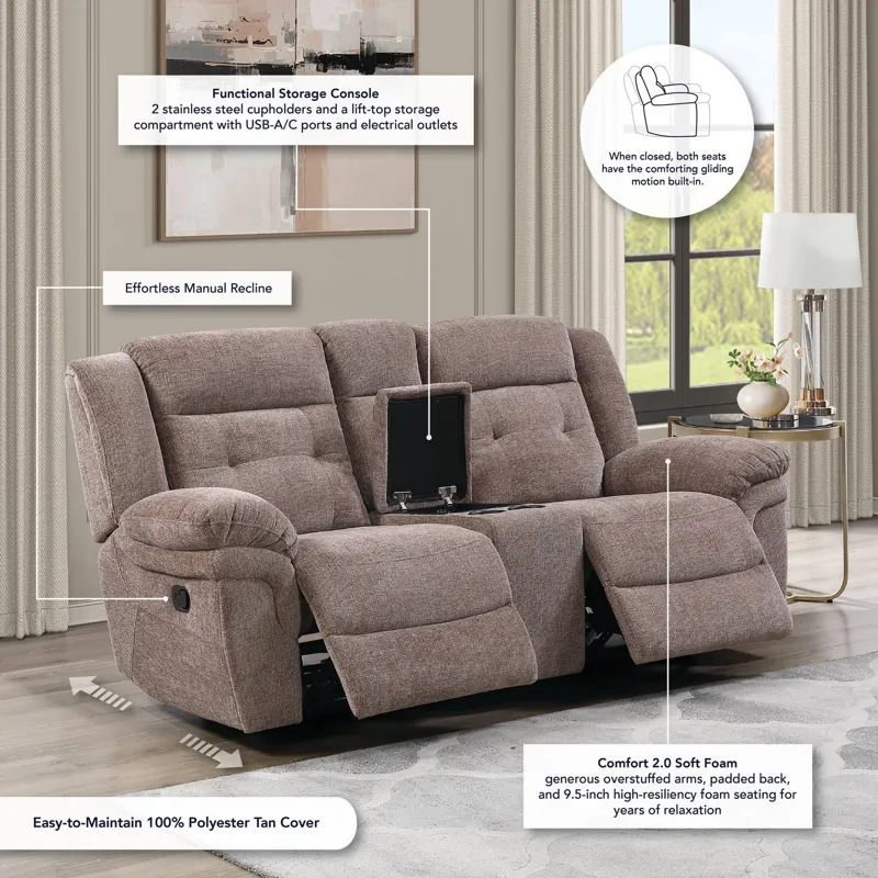 Sydney Brown Manual Recliner Console Lov