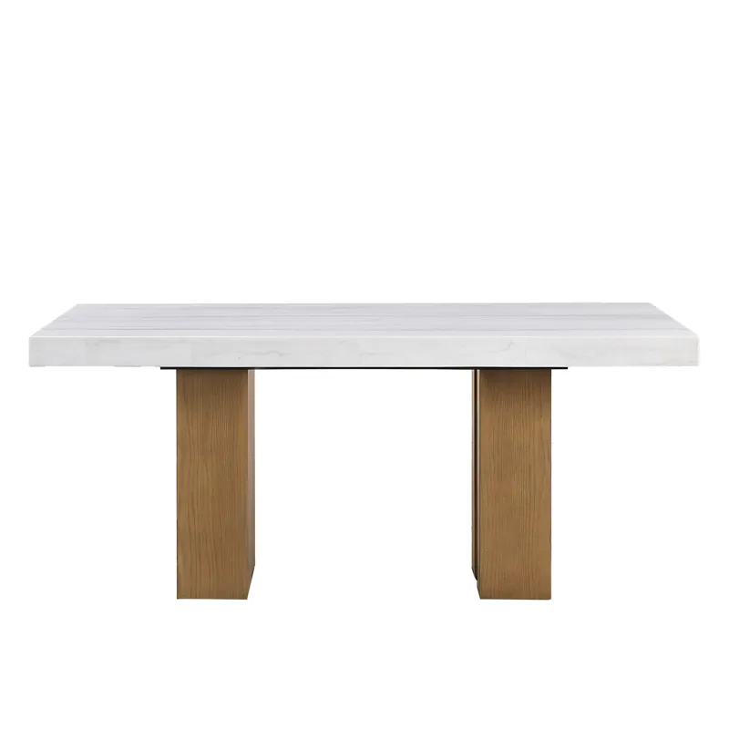 Artemis Tan 70in White Marble Dining Tab Dining Table