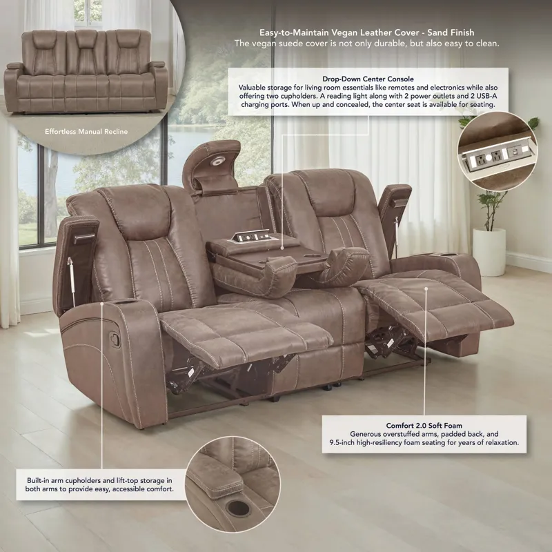 Marlow Sand Manual Recliner Sofa