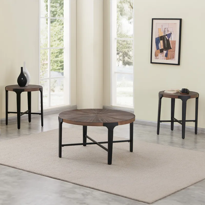Chevron 22-Inch Round End Table