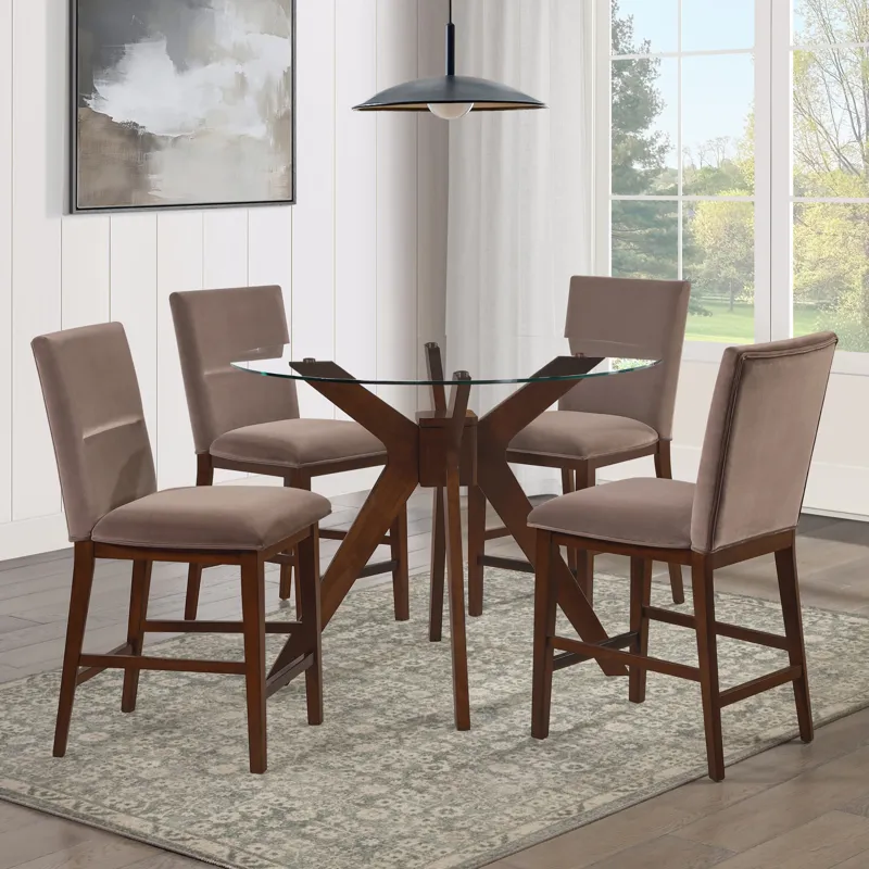 Zen Brown Velvet Counter Chair