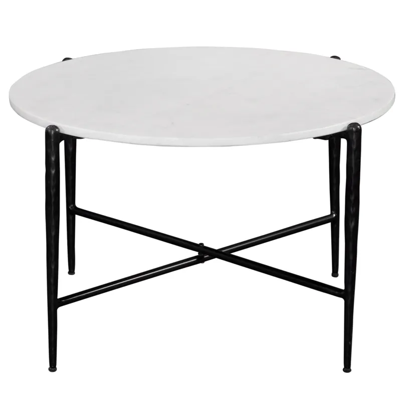 Loxie White Marble Top Round Cocktail Tb