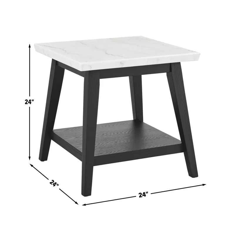 Vida White Marble, Black Finish 3-Piece Occasional Set(Cocktail Table & 2 End Tables)