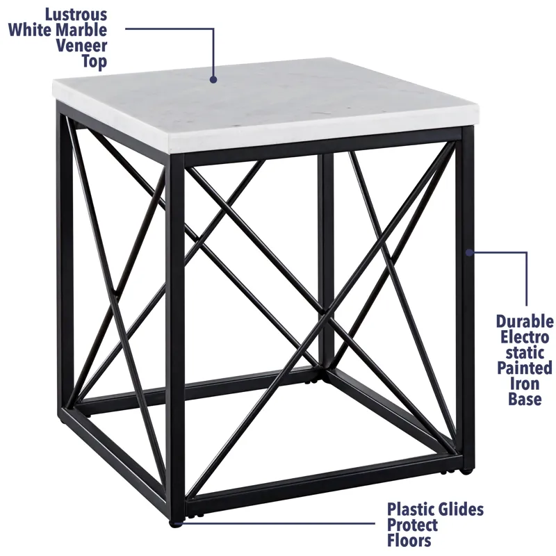 Skyler White Marble Top Square End Table