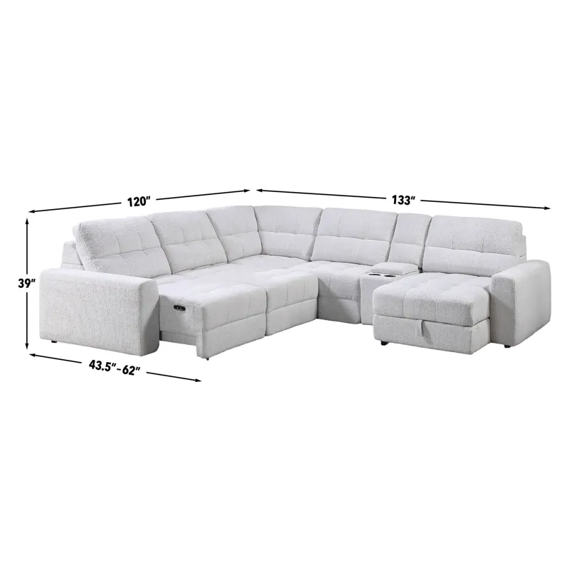 Snyder White 6-Piece Reclining Sectional