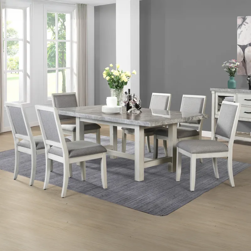 Carrara Canova Gray 10-Piece Marble Top Dining Set