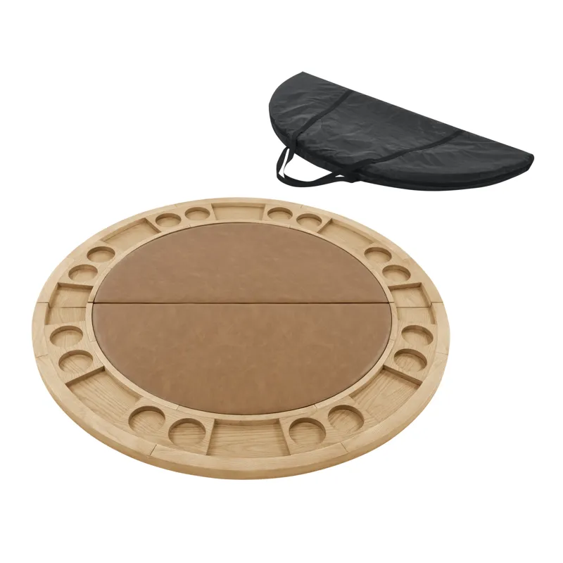 Rylie Folding Round Game Table Top, Natural Finish