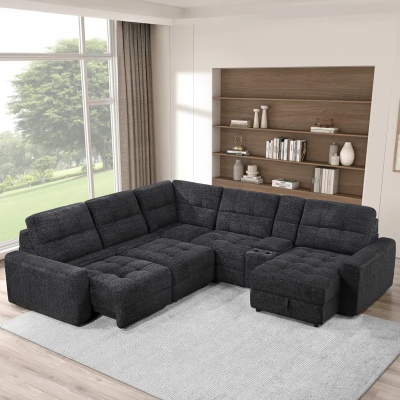 Snyder Black 6-Piece Reclining Sectional