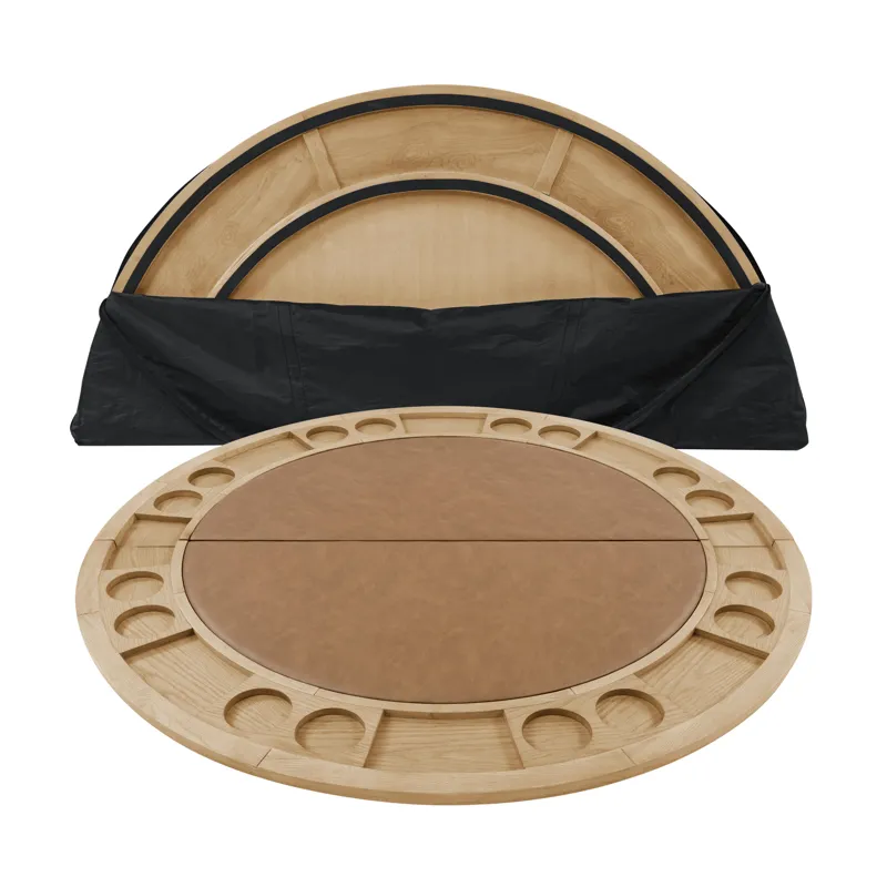 Rylie Folding Round Game Table Top, Natural Finish