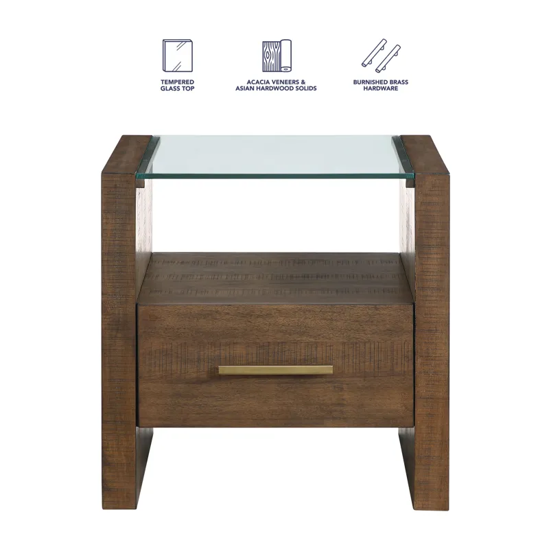 Garland Glass Top Castered Coffee Table, 2 Ends, Caramel Finish