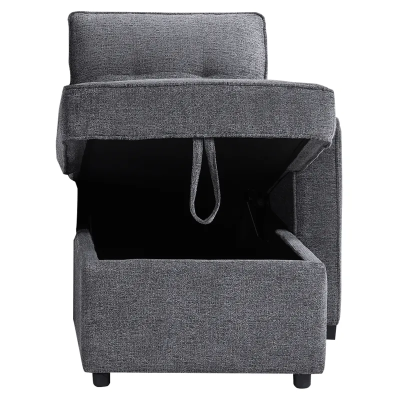 Noah Reversible Storage Chaise, Gray