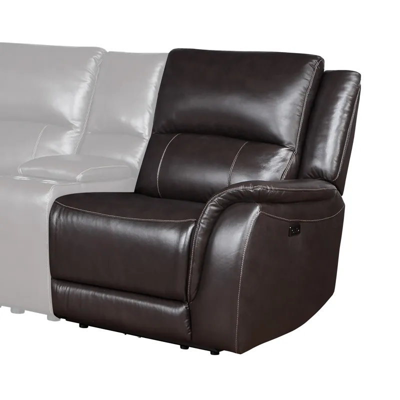Alexandria Leather Power Right-Arm-Facing Recliner With USB Port, Charcoal
