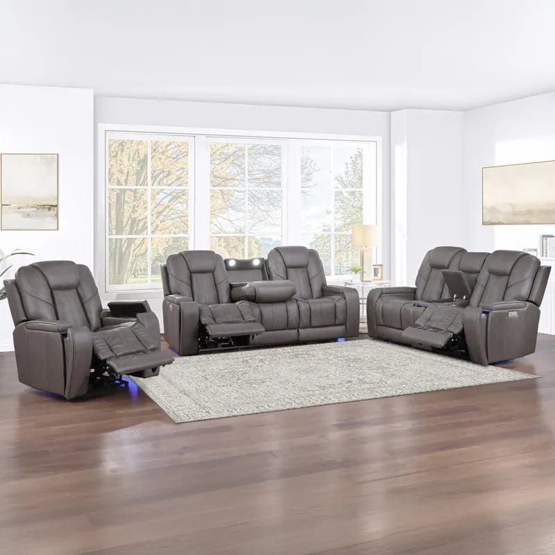 Daniel 3-Piece Triple Power Home Theater Immersive Entertainment Leather Reclining Set