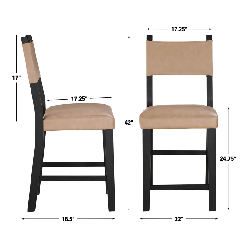 Aubrey 7pc Black Counter Dining Set