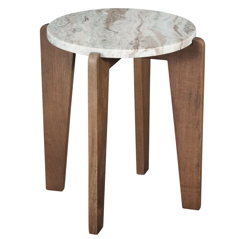 Shavon Brown Marble Top Round End Table
