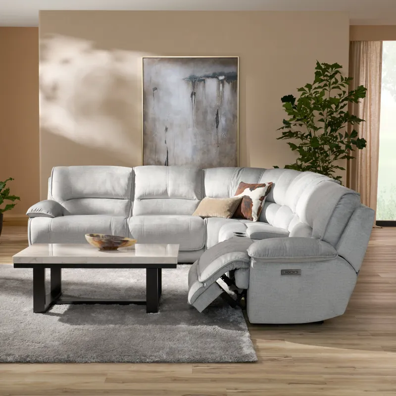 Olson Olsen Silver 6-Piece Power Reclining Sectional