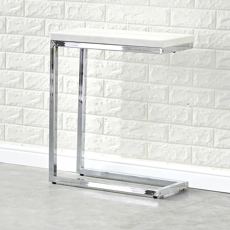 Echo White Marble Top Chairside Table
