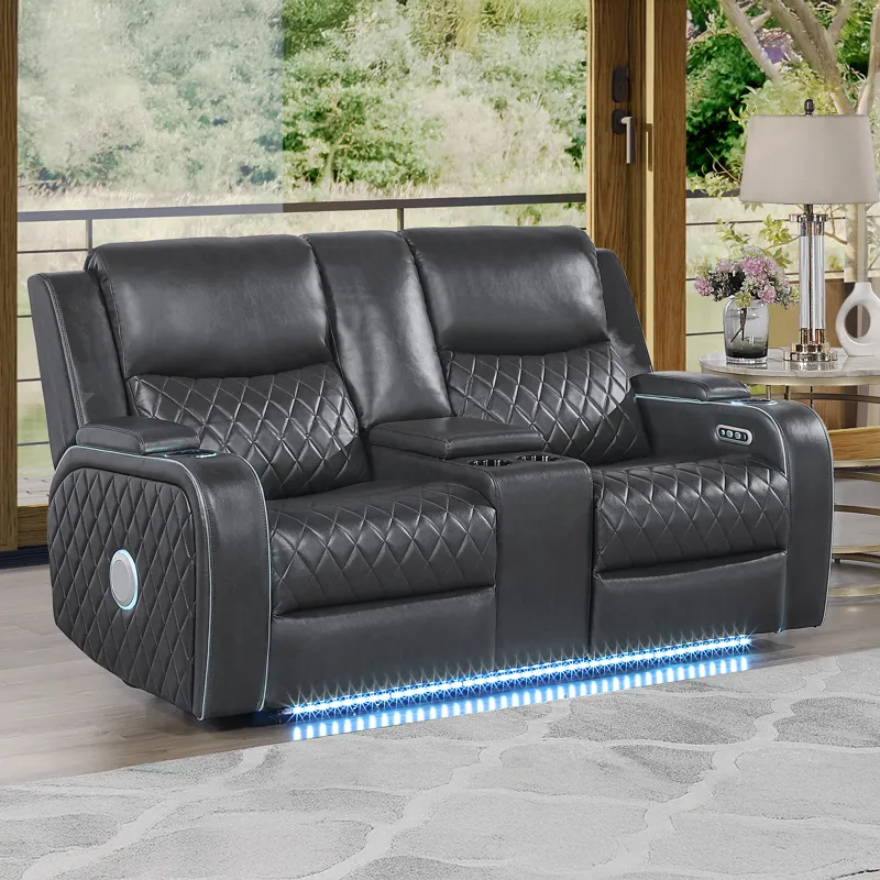 Luna Charcoal Power Console Loveseat