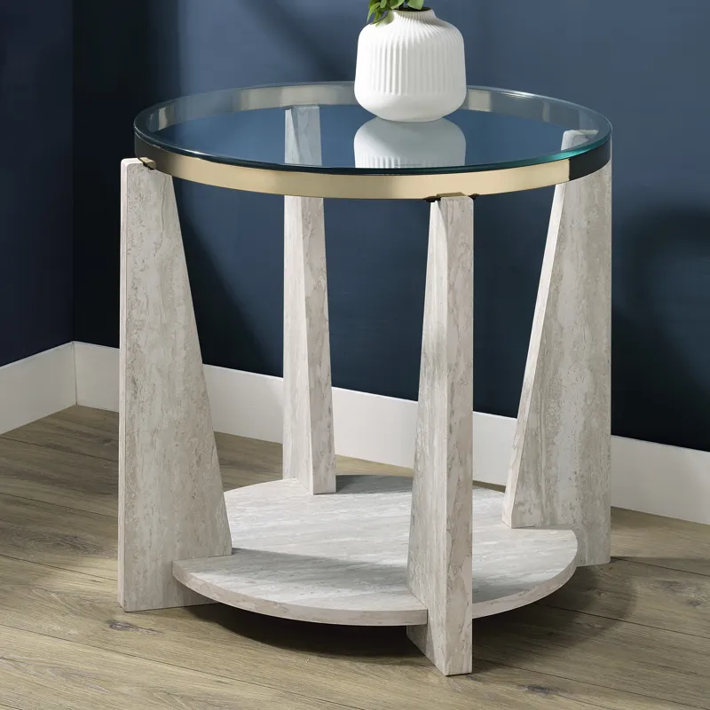 Wanda 24″ Round Glass Top End Table