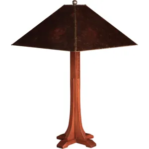 Mission Cross Base Table Lamp With Mica Shade Oak