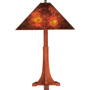 Mission Cross Base Table Lamp With Mica Shade Oak