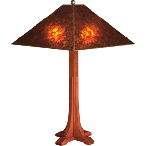Mission Cross Base Table Lamp With Mica Shade Oak