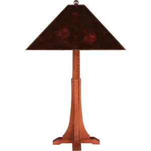 Mission Cross Base Table Lamp With Mica Shade Oak