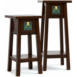 Mission Floral Tile Plant Stand Set With Plaque