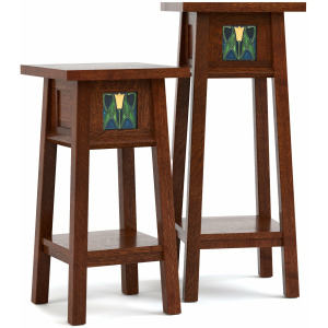 Mission Floral Tile Plant Stand Set With Plaque