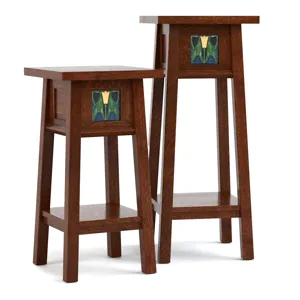Mission Floral Tile Plant Stand Set With Plaque