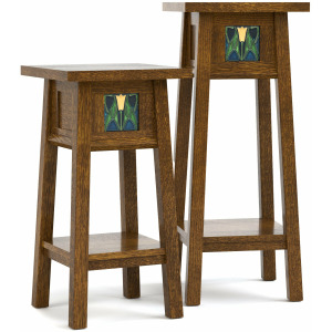 Mission Floral Tile Plant Stand Set With Plaque