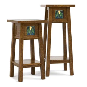 Mission Floral Tile Plant Stand Set With Plaque
