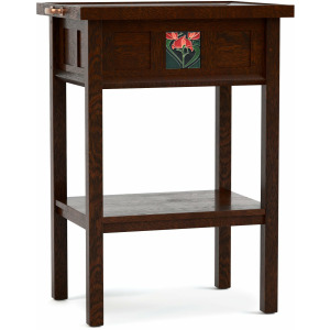 Mission Floral Tile Tray Table With Plaque