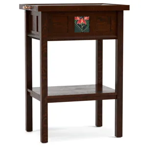 Mission Floral Tile Tray Table With Plaque