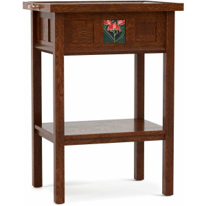 Mission Floral Tile Tray Table With Plaque