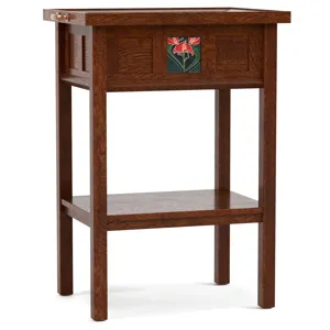 Mission Floral Tile Tray Table With Plaque