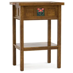 Mission Floral Tile Tray Table With Plaque