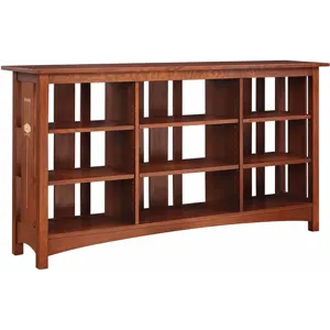 Mission Slatted Back Bookcase W/Six Shelves Cherry