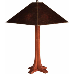 Mission Cross Base Table Lamp With Mica Shade Oak