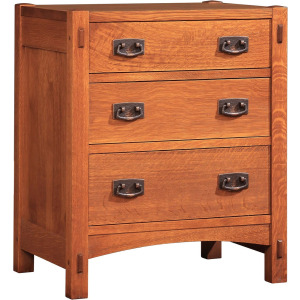 Mission Three-Drawer Nightstand Oak