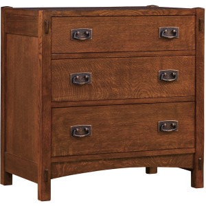 Mission Three Drawer Chest Oak