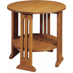 Mission Round End Table Oak